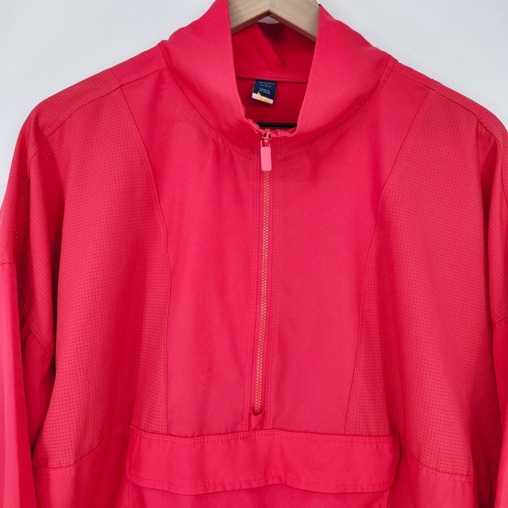 Old Navy Bright Pink 1/4 Zip Windbreaker Size L StretchTech Pullover Jacket - Picture 3 of 9